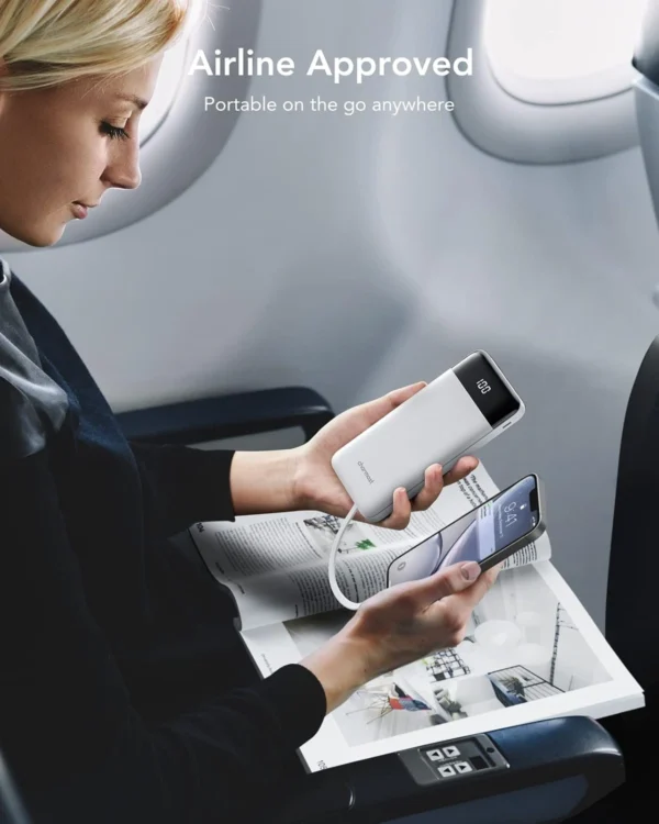 Portable Charger with Cords Wires Slim 10000mAh Travel Battery Pack 6 Outputs 3 Inputs 3A Fast Charging
