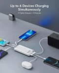 Portable Charger with Cords Wires Slim 10000mAh Travel Battery Pack 6 Outputs 3 Inputs 3A Fast Charging