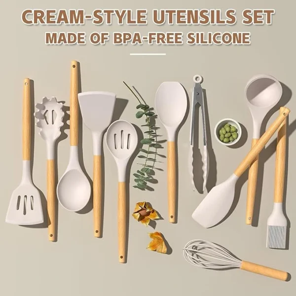 Umite Chef Kitchen Cooking Utensils Set, 33 pcs Non-Stick Silicone Cooking Kitchen