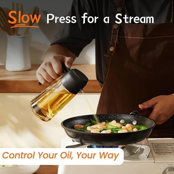 TrendPlain 16oz/470ml Olive Oil Sprayer for Cooking - 2 in 1 Olive Oil Dispenser